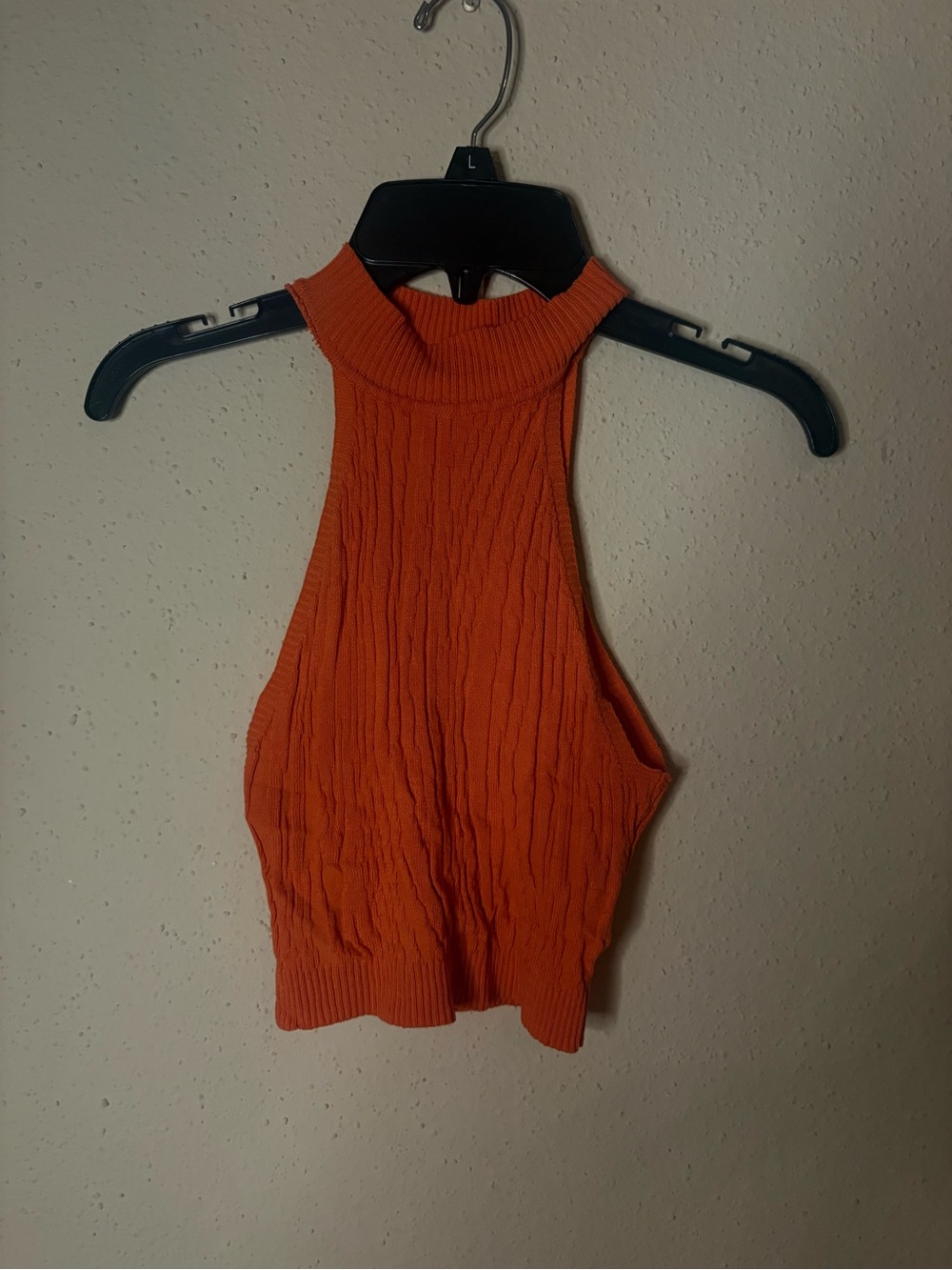 Sleeveless Ribbed Mock Neck Crop Top - Orange